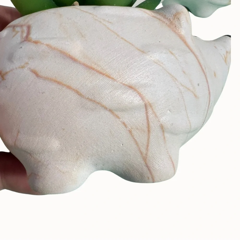 Set of Three Clay Hedgehogs with Faux Succulent